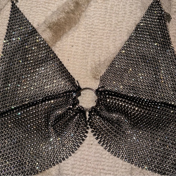 Rhinestone Mesh Rave Halter Top - Picture 2 of 3